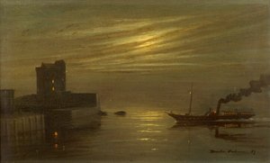 Castillo de Broughty - Escena nocturna de Martin  Anderson