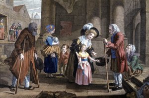 Lección de humanidad. Educación de una joven, c.1790 (grabado) de Martin Drölling