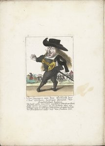 De Spanish dwerg Don Guappos, hacia 1710 Don Guappos, de la sangre de Don Quijote, hoy General de los españoles franceses (título sobre objeto) Il Callotto resurcitato o Gabinete pequeño recién amueblado (título de la serie) de Martin Engelbrecht (attributed to)
