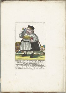 La dwerg Ursula Schleglin, hacia 1710 Ursula Schleglin, Maijr Mensch im Herren hoff zu Bluntzingen, quien ahora cumplió su año de exención (título sobre el objeto) Il Callotto resurcitato o Gabinete pequeño recién amueblado (título de la serie) de Martin Engelbrecht (attributed to)