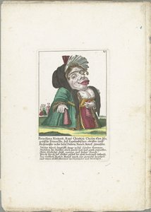 Caricatura de Porzellana Kinkank Porzellana Kinkank, Kuey Chinkim Choâm Una princesa mogola, la tierra de Laponia poseía Kuchlmeister en la isla de Deserta Nutsch Moloff, esposa (título sobre el objeto) Il Callotto resurcitato o Reformado de Martin Engelbrecht (attributed to)