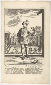 Hombre sosteniendo una ballesta de Martin Engelbrecht