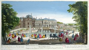 Vista del Château de Saint-Cloud cerca de Versalles, mediados del siglo XVIII (grabado en color) de Martin Engelbrecht
