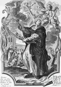 Vicente Ferrer (1350-1419), dominico español, grabado por Martin Engelbrecht (1684-1756) de Martin Engelbrecht