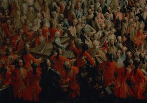 Banquete de la corte en la Gran Antecámara del Palacio de Hofburg, Viena (detalle) de Martin II Mytens or Meytens