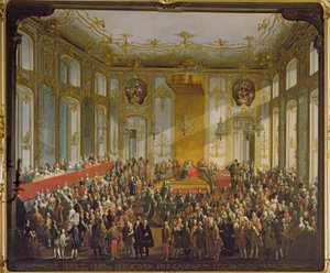 Emperatriz María Teresa en la Investidura de la Orden de San Esteban, 1764 de Martin II Mytens or Meytens