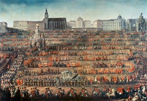 Entrada ceremonial de Isabel de Parma en Viena para convertirse en la novia del Emperador José II de Martin II Mytens or Meytens