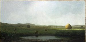 Escena de Pantano: Ganado cerca de una Montura de Heno de Martin Johnson Heade