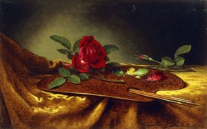 Rosas en una paleta, 1880s