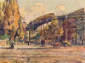 Ferrocarril elevado, Nueva York, 1916 de Martin Lewis