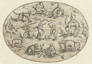 Óvalo con catorce animales Nev Thier Bvechlein (título de la serie)