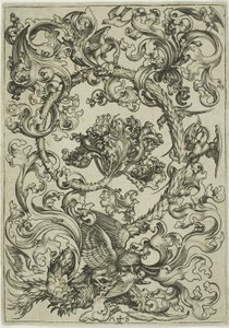 Adorno con búho burlado por aves diurnas de Martin Schongauer