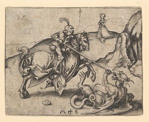 San Jorge matando al dragón, ca. 1435-1491 de Martin Schongauer