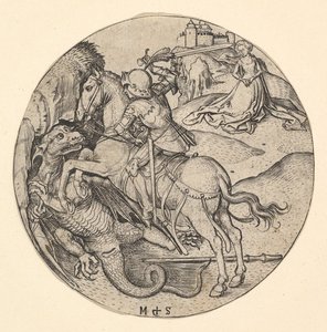 San Jorge matando al dragón, ca. 1435-1491 de Martin Schongauer