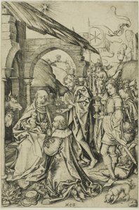 La adoración de los magos, de La vida de Cristo de Martin Schongauer