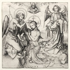 El Bautismo de Cristo en el Jordán de Martin Schongauer