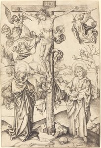 La crucifixión con cuatro ángeles de Martin Schongauer