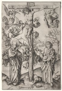 La Crucifixión con cuatro ángeles de Martin Schongauer