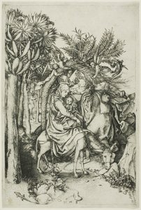 La huida a Egipto de Martin Schongauer