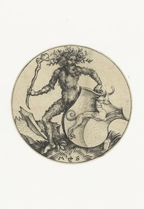 Escudo de armas con un perro, sostenido por un hombre salvaje con un garrote Figuras con escudos de armas (título de la serie)