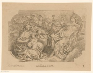 Personificaciones femeninas de tres virtudes divinas Pinturas en el techo de la Sacrestia di Solimena (título de la serie) de Martin Speer