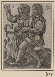 Pareja bailando, mirando a la izquierda