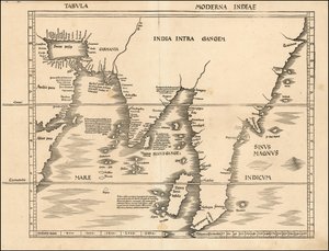 Mapa de Asia meridional y sudoriental de 1513, por Martin Waldseemüller