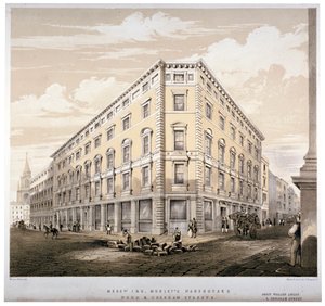 Almacenes de Messrs J&R Morley, esquina de Wood Street y Gresham Street, Londres, c1840 de Martin and Hood