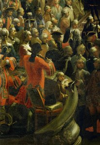 Mozart de niño en el palco de músicos durante la cena ceremonial (óleo sobre lienzo)