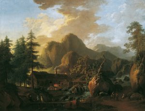 Paisaje con un molino de martillos