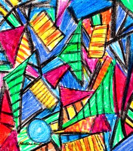 Composición de vitrales coloridos de Martina Konitzky