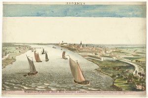 Vista de las fortificaciones cerca de Nijmegen en Waal Nymegen fortificado por Sir General Coehoorn (título sobre el objeto) de Martinus Berkenboom