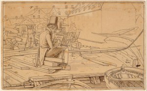Un artista pintando en un astillero de Martinus Rørbye
