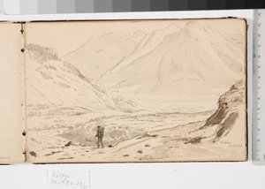 Paisaje montañoso con tres hombres descansando en la hierba y dos mujeres tocando un dulcémele de Martinus Rørbye