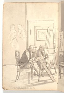 Interior de la academia con jóvenes artistas dibujando de Martinus Rørbye