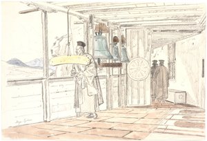 Pasillo del claustro con campanas de Martinus Rørbye