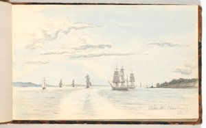 Paisaje costero con barcos de Martinus Rørbye
