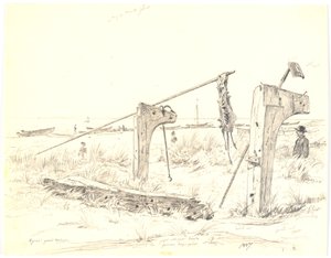 Vista de la playa con zona de botes, Skagen de Martinus Rørbye