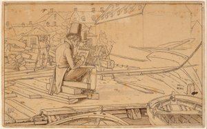 Un artista pintando en un astillero de Martinus Rørbye