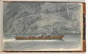 Paisaje de fiordo con bote de remos. Krøderen, Noruega de Martinus Rørbye