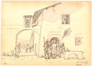 Italianos fuera de una quesería de Martinus Rørbye
