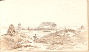 Paisaje de dunas cerca de la iglesia de Råbjerg de Martinus Rørbye