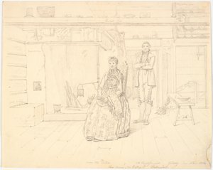 Casa de campesinos noruegos con "Anne Oles Datter y Ole Christofersøn Gulsvig" de Martinus Rørbye