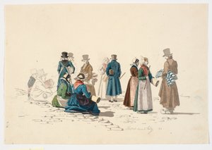 Escena de la plaza del mercado en Thisted de Martinus Rørbye