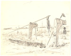 Vista de la playa con zona de botes, Skagen de Martinus Rørbye