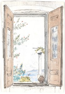Vista a través de una ventana en Procida de Martinus Rørbye