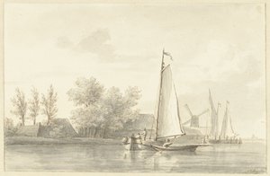 Vista al río con velero y bote de remos