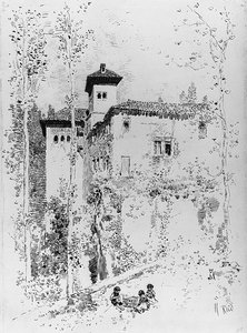 Dibujo preparatorio para "Torre de las Damas"