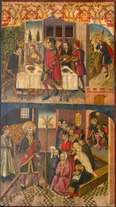 San Cristóbal despidiéndose del rey que temía a Satanás; San Cristóbal y sus conversos de Martín de Soria