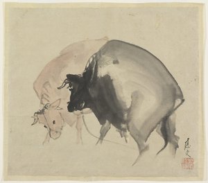 Dos toros, c.1810 de Maruyama Oju